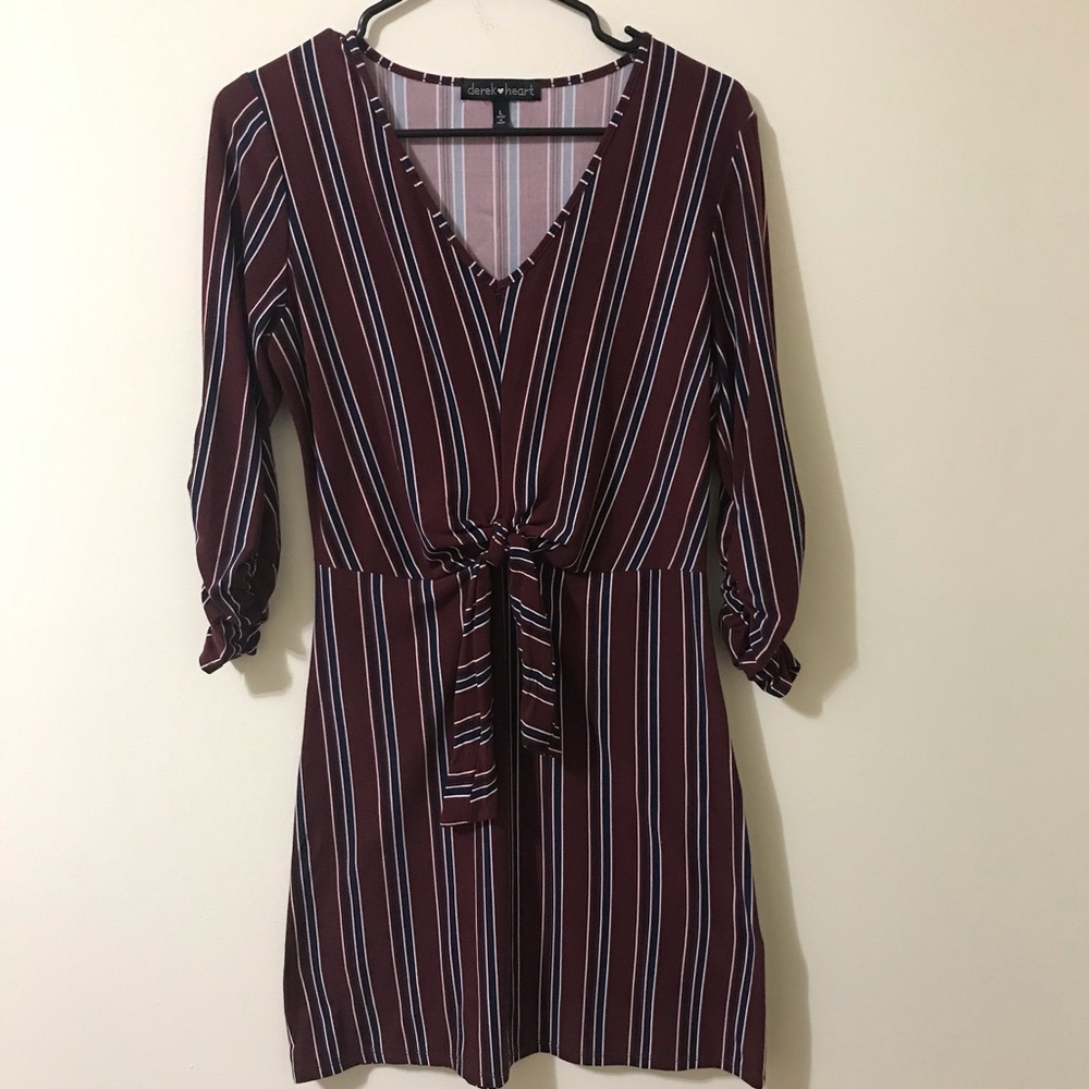 Striped tie waist dress